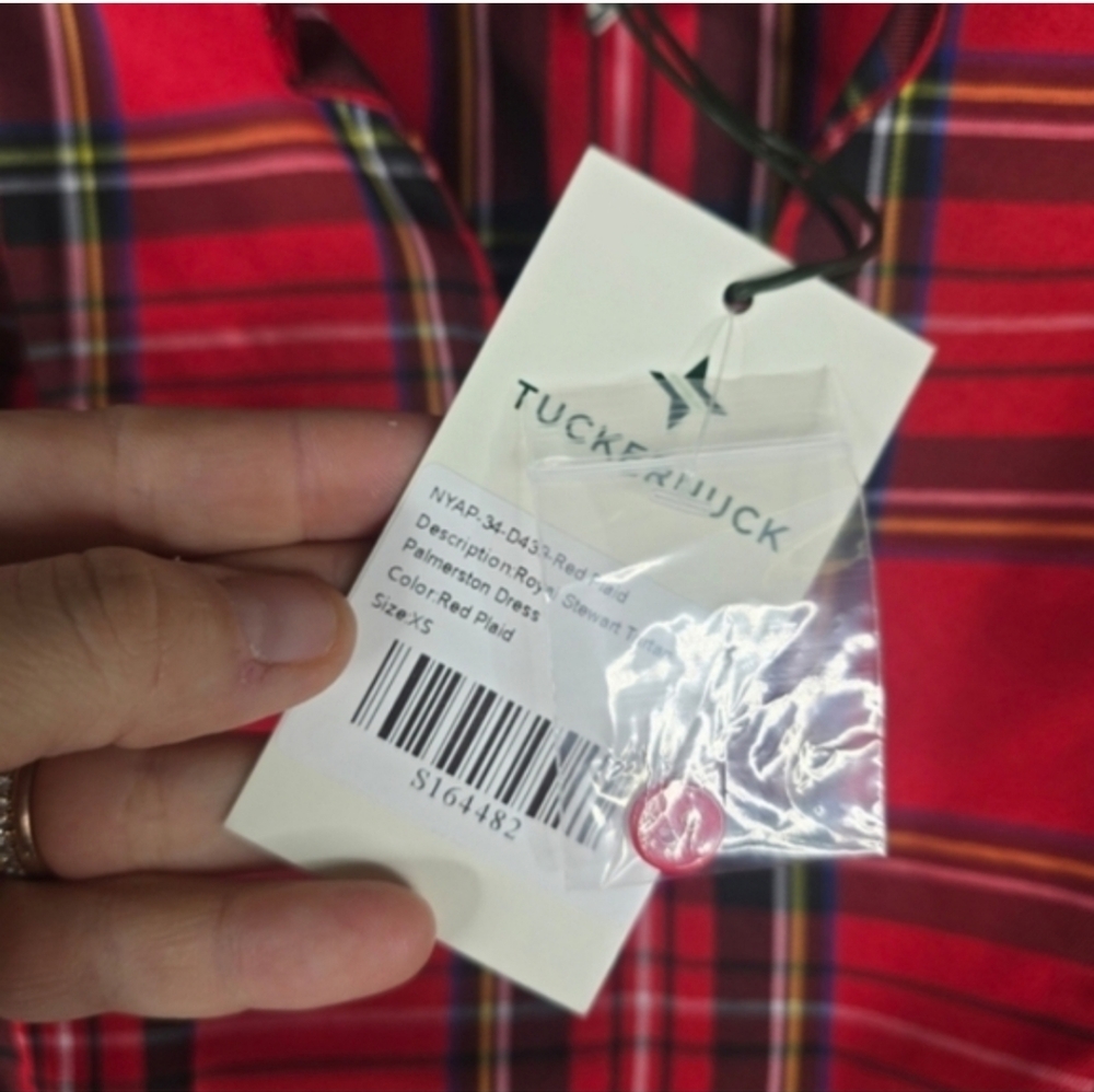 Tuckernuck Womens XS  Royal Stewart Tartan Palmerston Red Plaid Dress Holiday - Picture 5 of 14